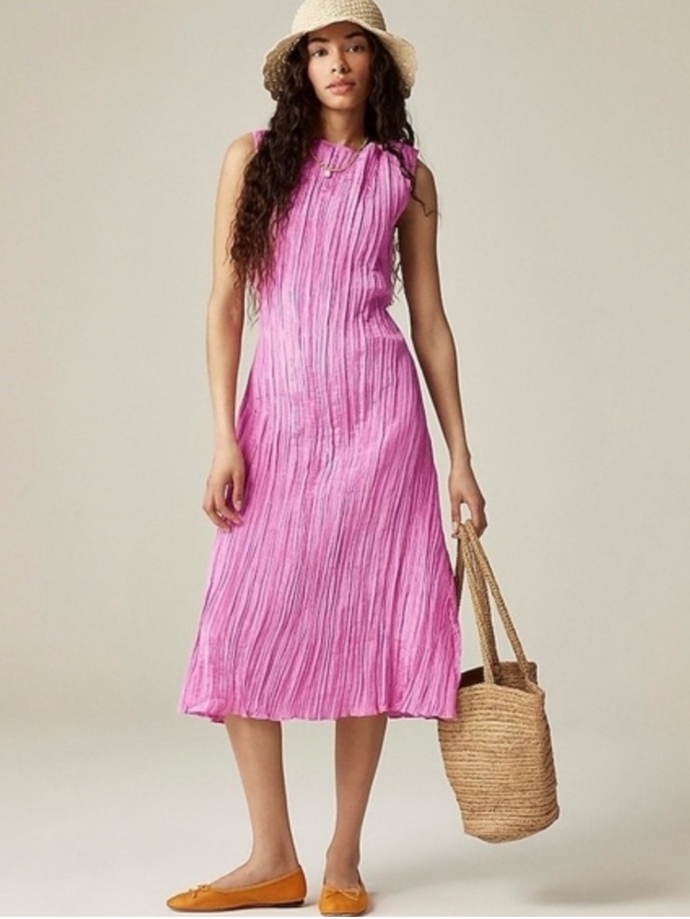 J Crew Sleeveless Pink/lilac Sheath Midi Dress